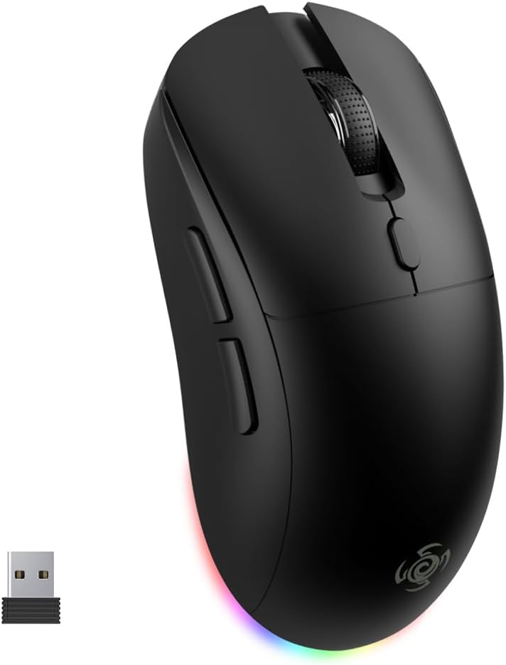 LORERAN Wireless Gaming Mouse: Tri-Mode RGB, 4800 DPI, Ergonomic Design