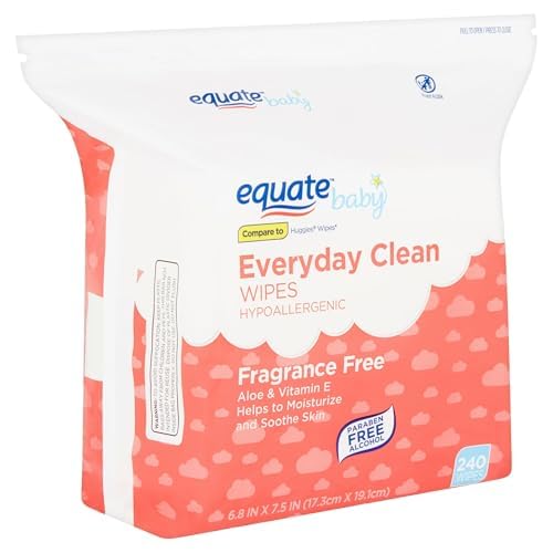240-Count Fragrance-Free Baby Wipes by Equate - Gentle Cleanse