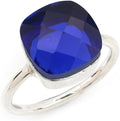 Simple Aquamarine Ring - Silver Statement Ring with Bezel Set Gem
