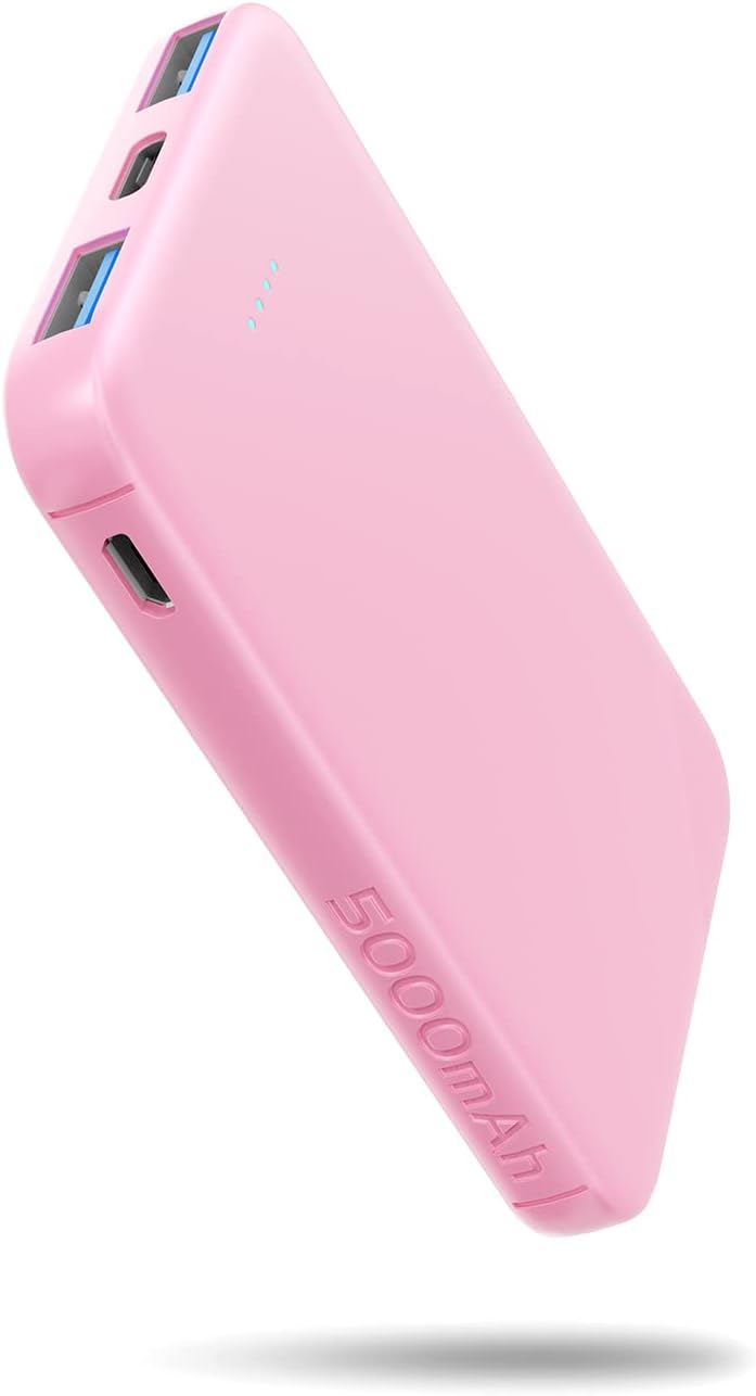 5000mAh Pink Power Bank for iPhone & Android