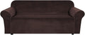 Stretch Velvet Sofa Cover for 3 Cushion Sofa - Chocolate