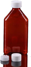 Pharmacy Oval Bottle Amber 12 oz with CR Caps Included - Secure