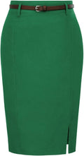 Kate Kasin Women's Bodycon Pencil Skirt with Belt - Sleek Hip-Wrap Fit