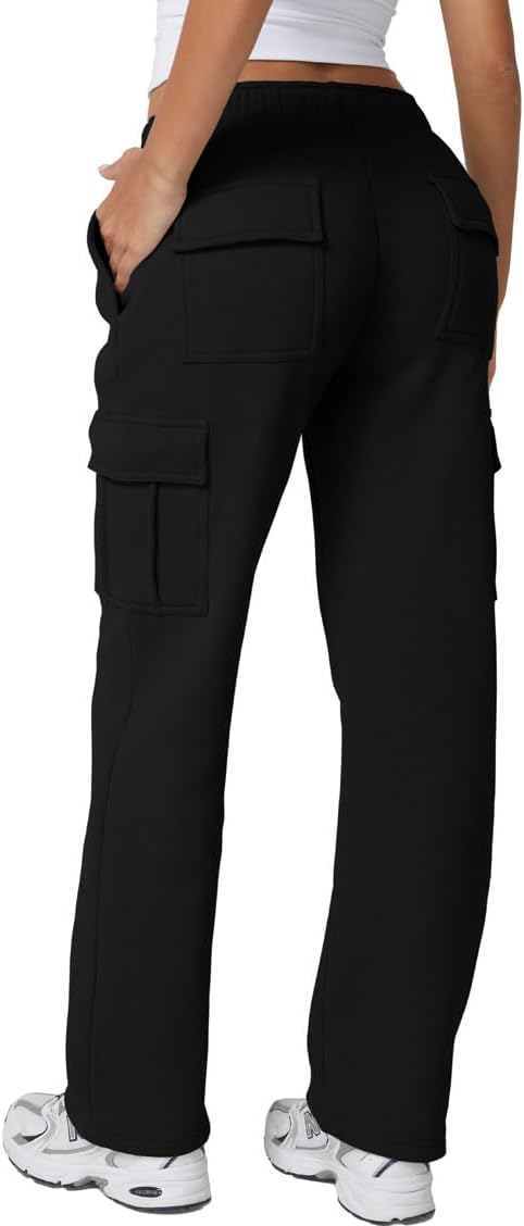 QINSEN Womens Medium Waist Baggy Elastic Waist Sweatpants