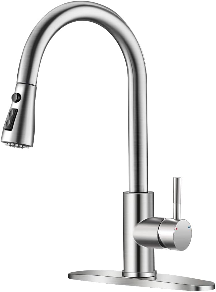 OWOFAN Brushed Nickel Kitchen Faucet with Pull Down Sprayer
