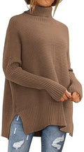 LILLUSORY Women's Oversized Turtleneck Sweater - Cozy Ribbed Tunic fit