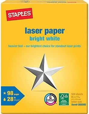 STAPLES Laser Paper 28 lbs | 98 Brightness | 500/Ream