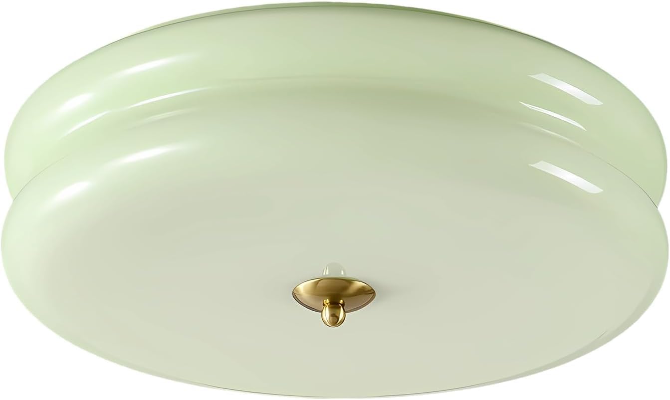 Mid Century Modern LED Ceiling Light with Mint Green Glass Shade
