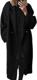 Women's Winter Double Breasted Wool Coat - Warm Long Trench Pea