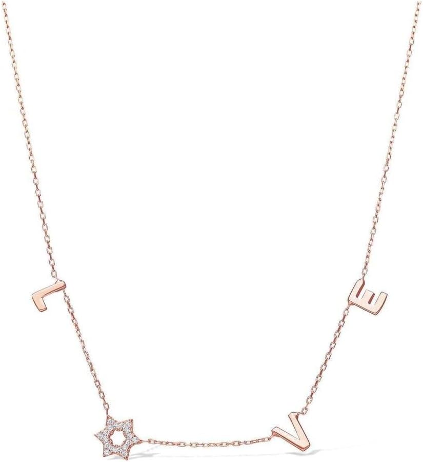 Alef Bet Love Letter Star Necklace with Jewish Star of David