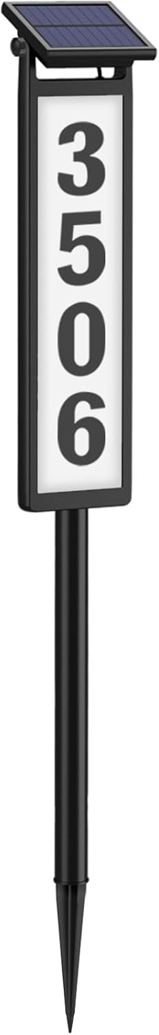 Solar Illuminated LED Address Sign for Outdoor Home Use