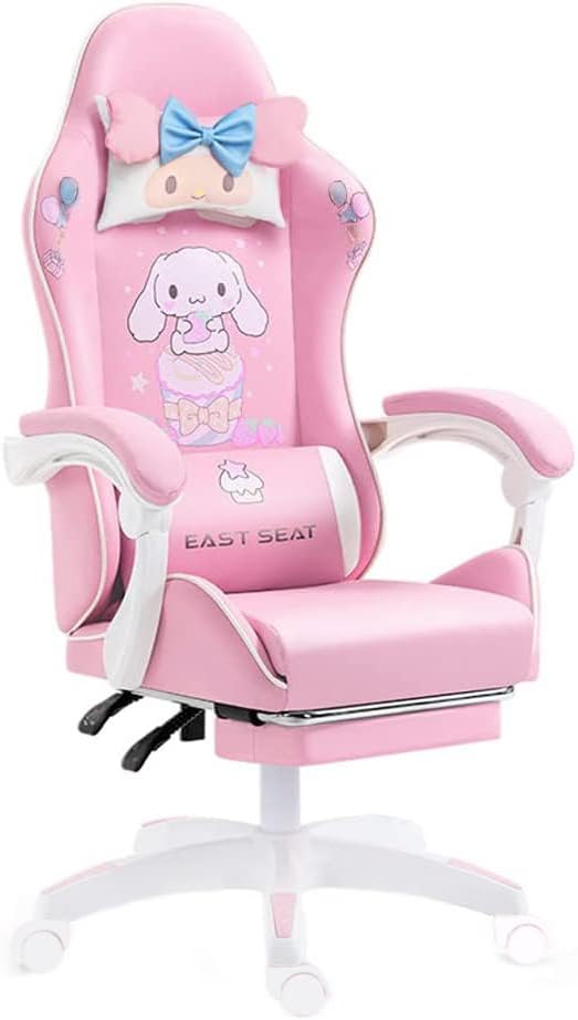Pink Gaming Chair: Swivel, Adjustable, Cute Design!
