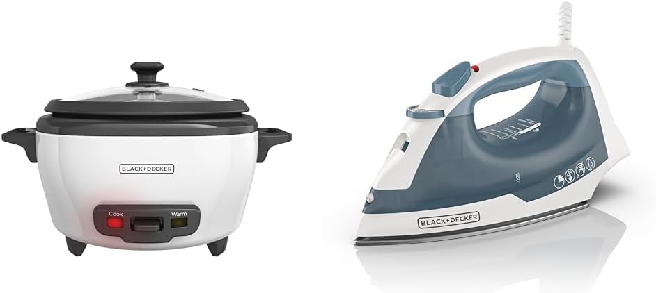 BLACK+DECKER 6-Cup Rice Cooker with Steaming Basket & Iron