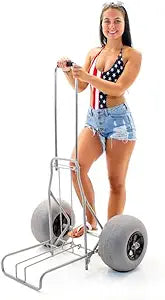 Folding Beach Cart with Large Balloon Tires for Easy Transport