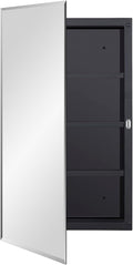 Black Plastic Medicine Mirror Cabinet 18 x 28 in - Recessed or Surface
