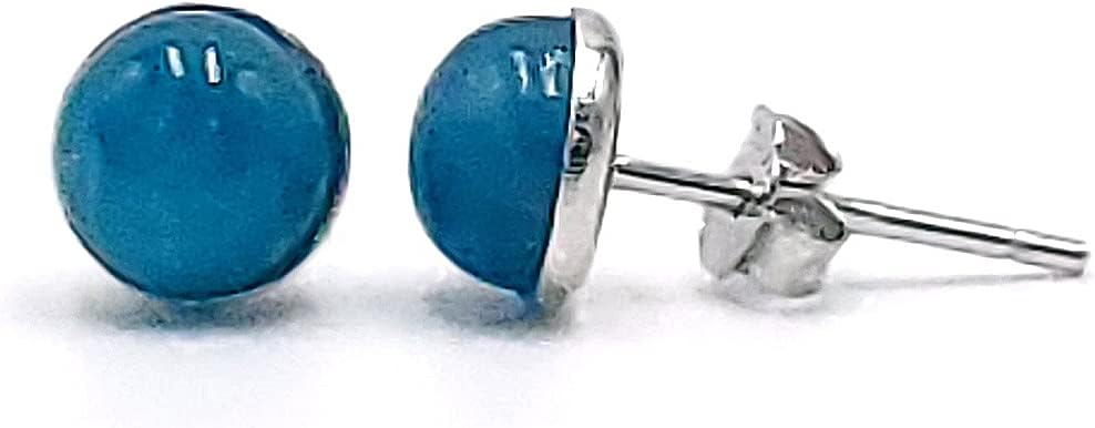 Natural 6mm Stud Earrings in White Gold Plated Sterling Silver