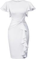 Memoriesea Women's Elegant Vintage Ruffle Peplum Dress