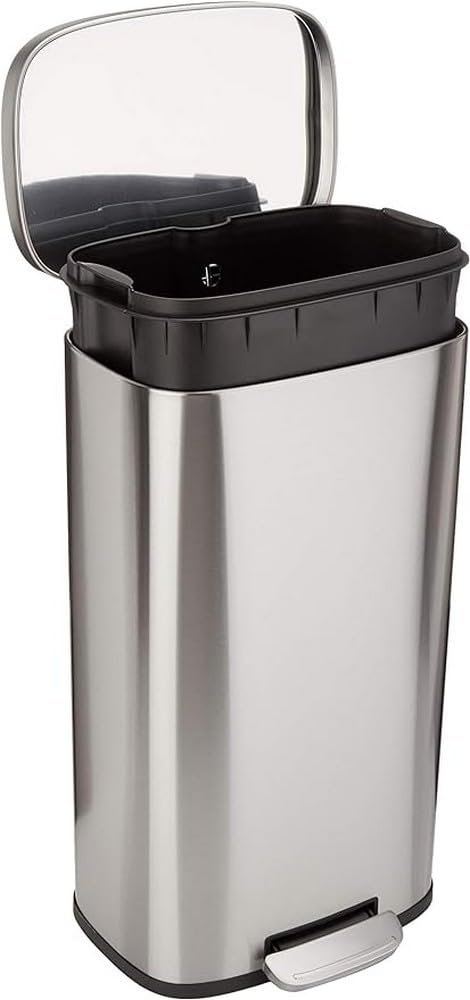 Smudge Resistant Rectangular Trash Can with Soft-Close Pedal
