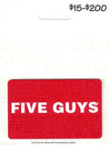 Five Guys Gift Card for Delicious Burgers and Fries