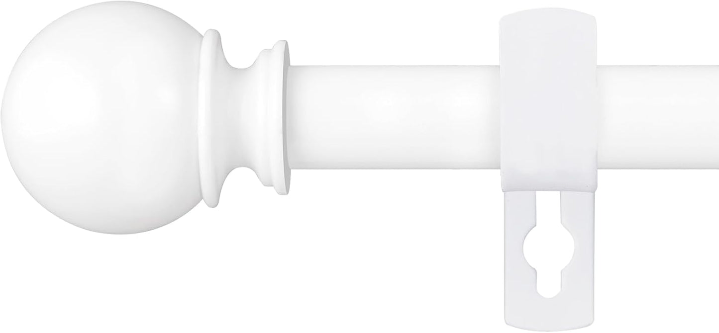 Adjustable White Curtain Rod 28-48 - Heavy Duty Stainless Steel