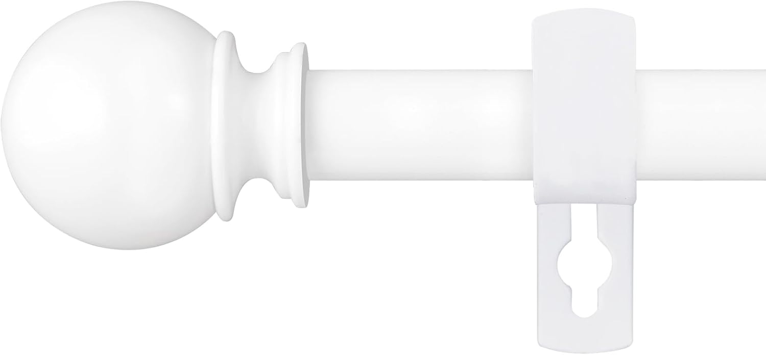 Adjustable White Curtain Rod 28-48 - Heavy Duty Stainless Steel