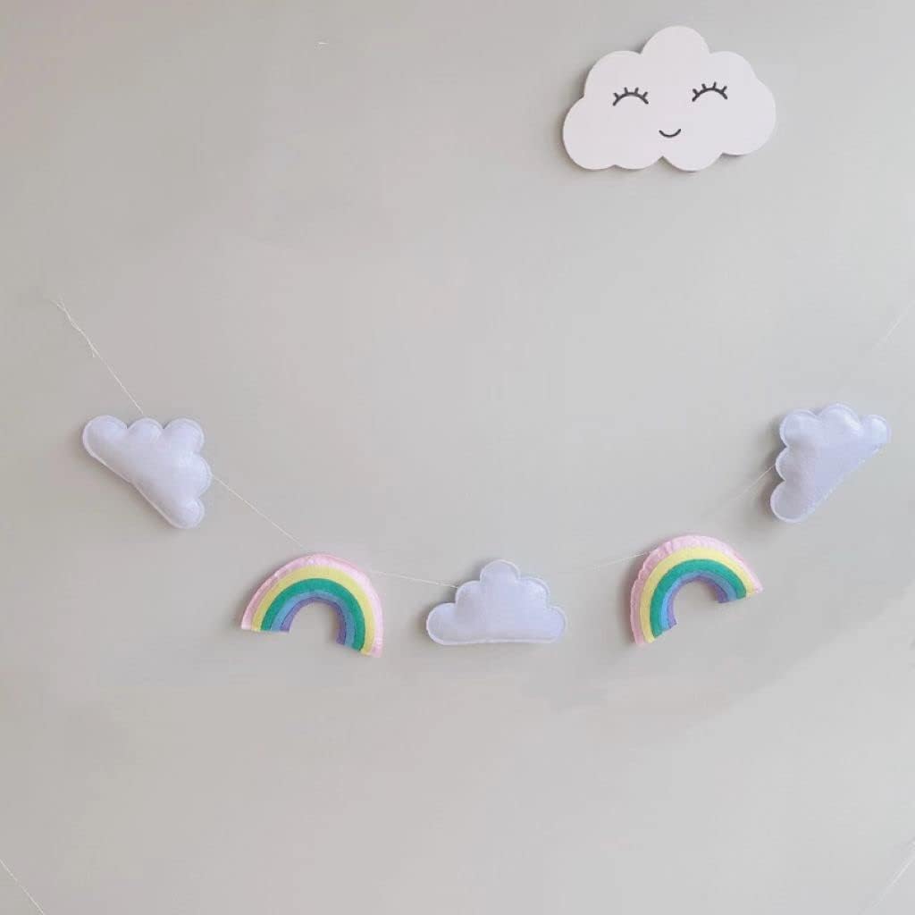 Rainbow Felt Cloud Wall Garland for Kids' Rooms - Bemeet