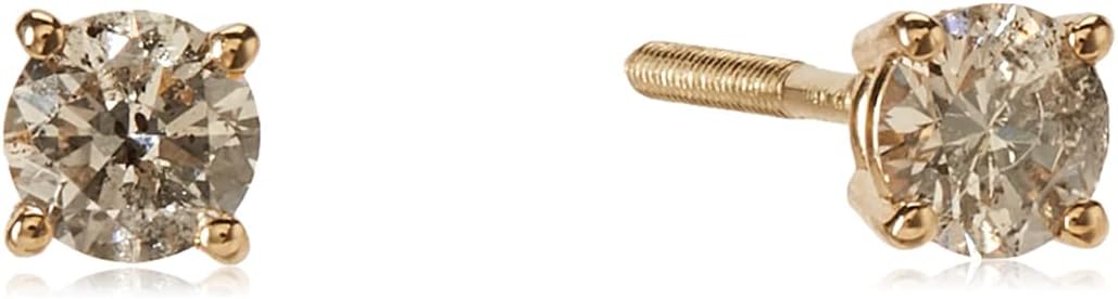 14k Gold Diamond Stud Earrings with Screw Back for Everyday Wear