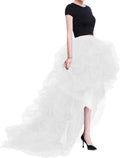 Women's Long High Low Ruffles Tulle Skirt - Full Ruffled Party Skirt