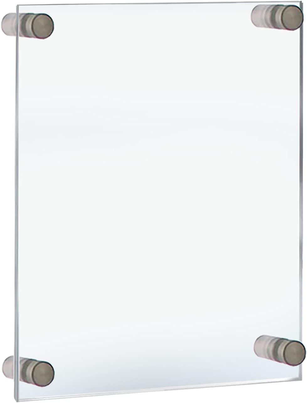 Floating Acrylic Wall Frame with Silver Stand Off Caps for Art
