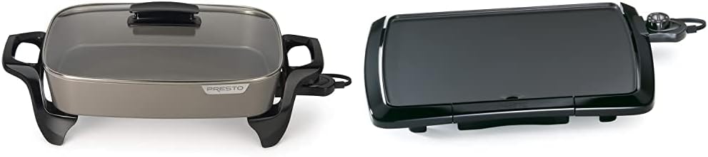 Presto Grey Ceramic Electric Skillet and Cool Touch Griddle