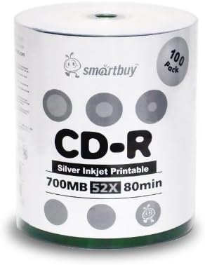 Smartbuy 700mb 80min 52x CD-R Silver Inkjet Hub Printable Discs