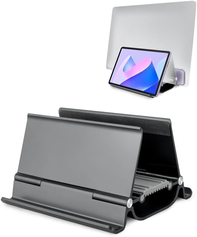 DREWCHAN Vertical Laptop Stand - Space-saving Gravity Locking Holder