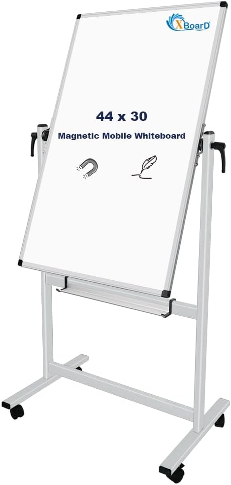 XBoard Mobile Whiteboard 44x30in Double Sided Magnetic Easel