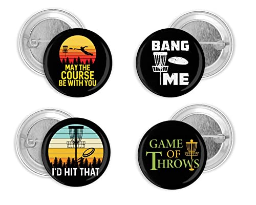 Handmade Funny Disc Golf Players 1.5 Pin Buttons Set