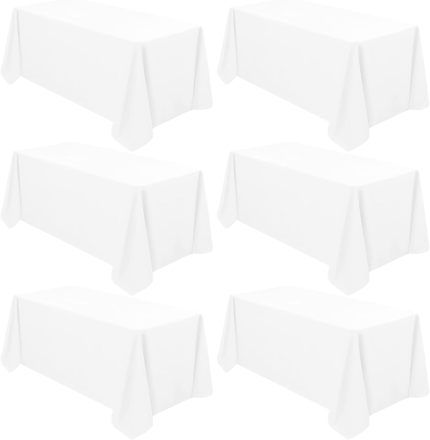 Premium 6 Pack Tablecloths for 8FT Rectangle Tables - White