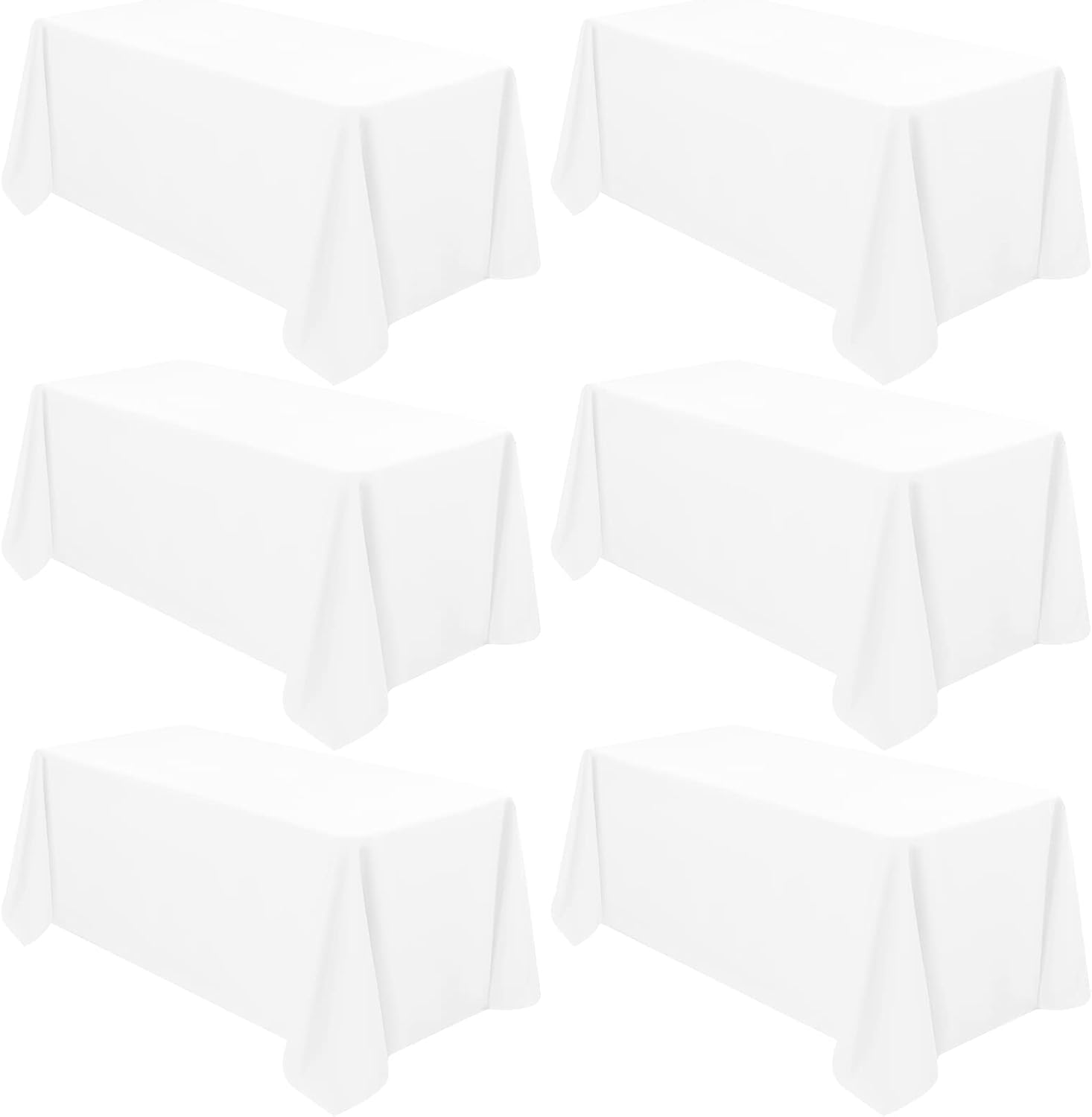 Premium 6 Pack Tablecloths for 8FT Rectangle Tables - White