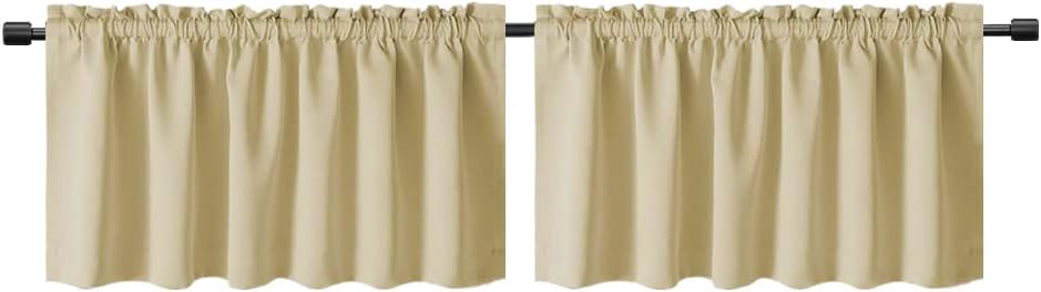 Gxi Beige Blackout Kitchen Curtain Tiers - 20 Length