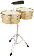 Timbales Drum Set 13ft & 14ft with Stand and Cowbell - Gold Finish
