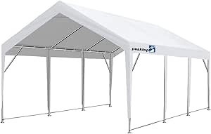 12x20 ft Heavy Duty Carport with Reinforced Beams for Stability