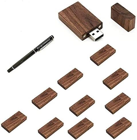 10 Pack Rectangle Walnut Wood USB Flash Drive 32GB Memory Stick