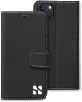 EMF Blocking iPhone 14 Case Black - Vegan Leather Wallet