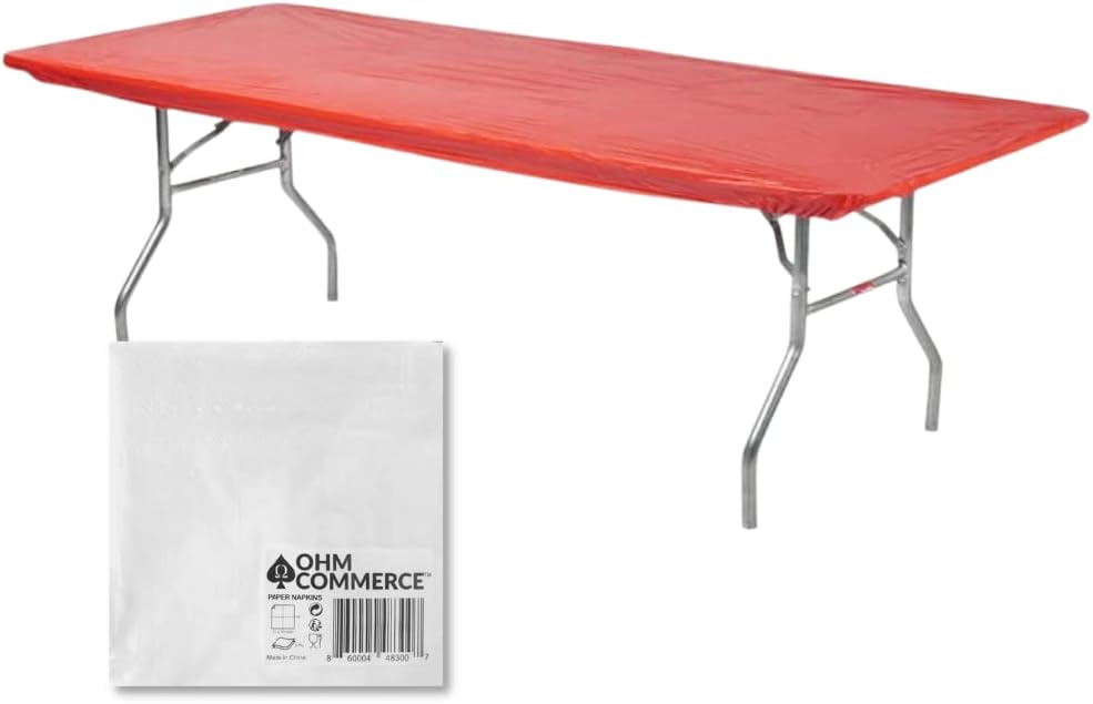 Kwik-Covers Rectangular Plastic Table Covers for 8ft Tables