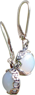 Vintage White Leverback Botanicals Earrings - Recycled Glass Jewelry