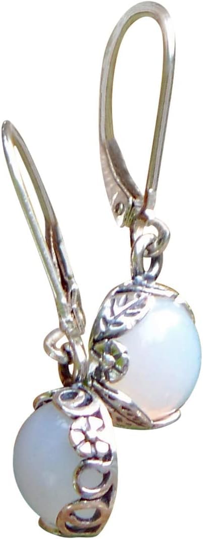 Handmade Vintage White Leverback Botanicals Earrings for Women