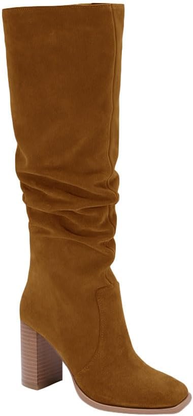 Juliet Holy Womens Knee High Boots with Chunky High Heel Style
