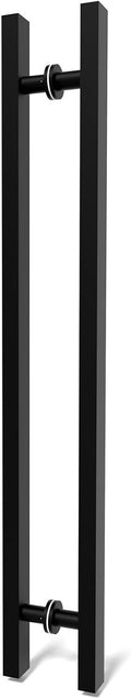 Matte Black Square Barn Door Handles 36 in Modern Pull - Sleek