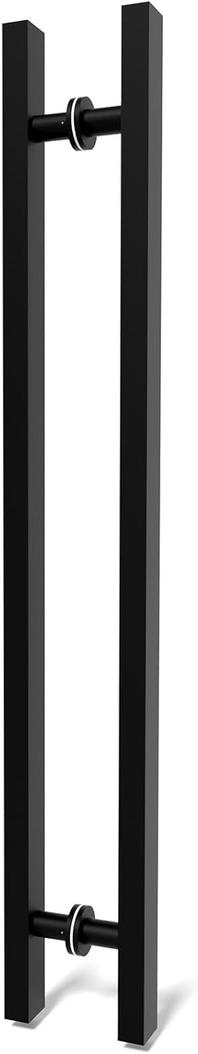 Matte Black Square Barn Door Handles for Modern Home Design