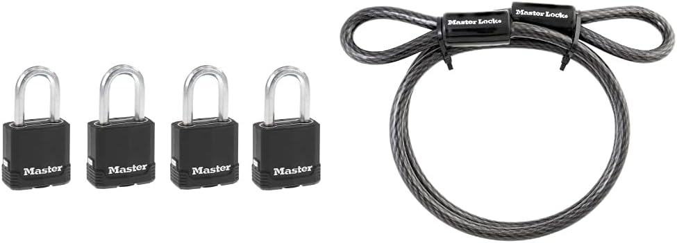 Master Lock Heavy Duty Weatherproof Padlock & Cable Set