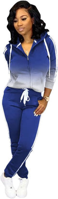 Womens Two Piece Tracksuit Jogger Hoodie Set - Solid Casual Fit