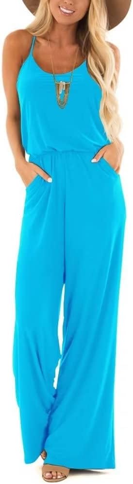 Lacozy Womens Casual Sleeveless Spaghetti Strap Jumpsuit
